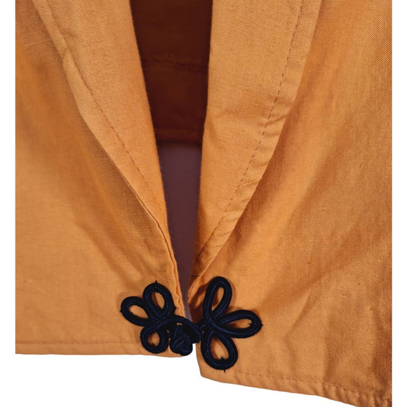 Vintage 80s Cropped Mustard Yellow Power Jacket Women Medium - Picture 3 of 9